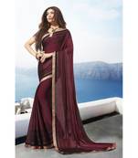 Maroon printed chiffon saree with blouse