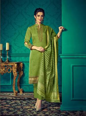 Green embroidered cotton salwar 1