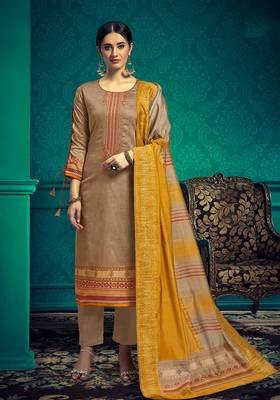 Brown embroidered cotton salwar 1