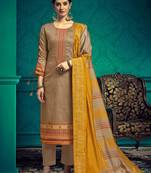 Brown embroidered cotton salwar