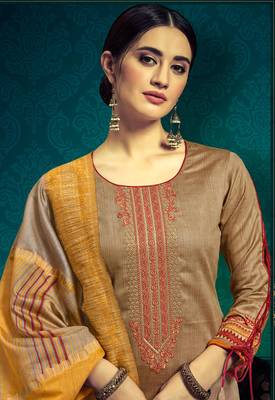 Brown embroidered cotton salwar 2