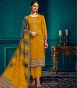 Mustard embroidered cotton salwar