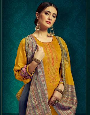 Mustard embroidered cotton salwar 2
