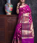 Magenta Benaras Handloom With Multicolour Zari Border