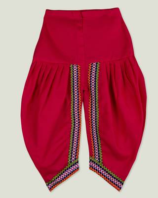 Pink kedia with pom pom lace for boys 4