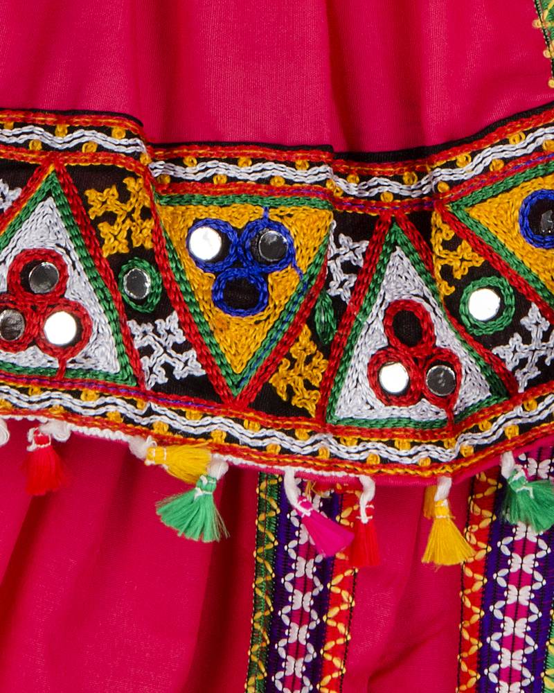 Pink kedia with pom pom lace for boys