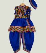 Royal Blue Kedia with pom pom lace for boys