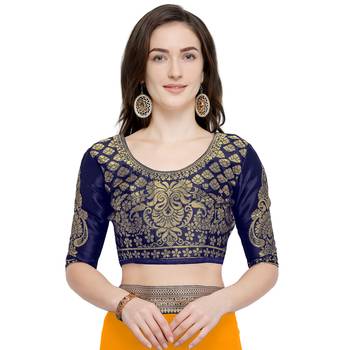 Yellow plain georgette saree with blouse 4