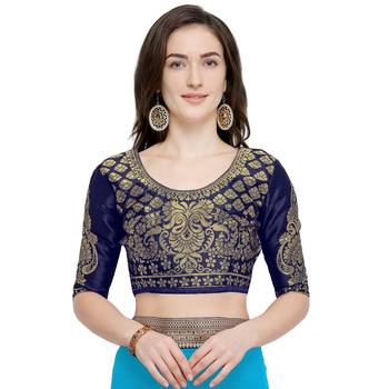 Sky blue plain georgette saree with blouse 4