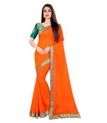 Orange plain georgette saree with blouse