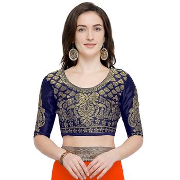 Orange plain georgette saree with blouse 4