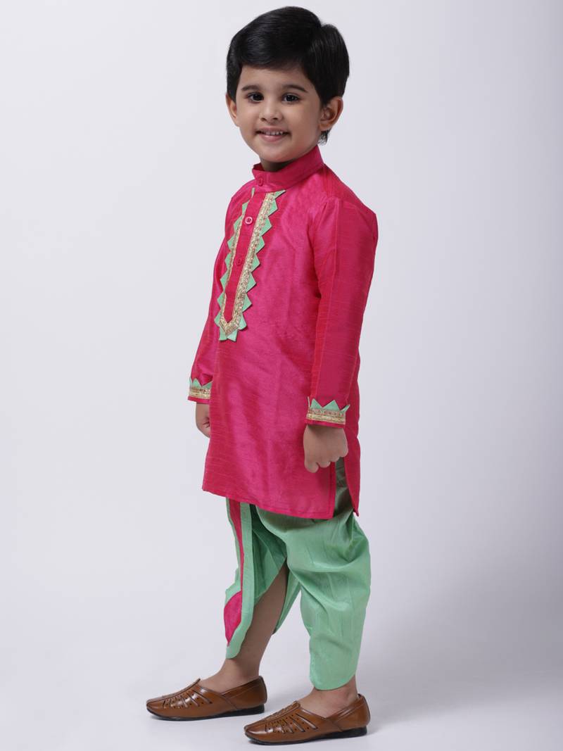 Purple Full Sleeve Dhoti Kurta For Boys