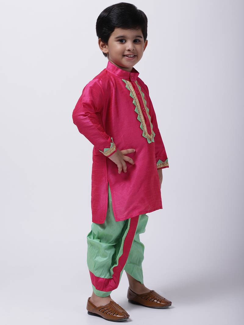 Purple Full Sleeve Dhoti Kurta For Boys