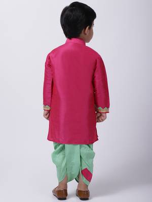 Purple Full Sleeve Dhoti Kurta For Boys 4