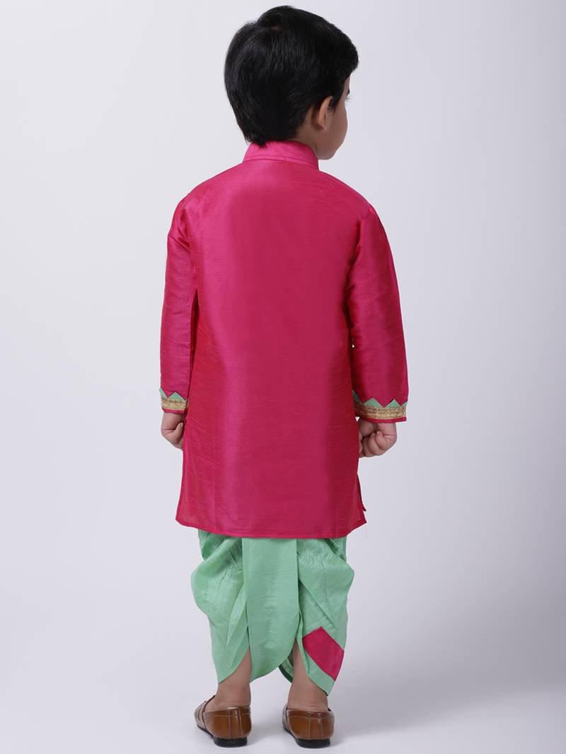 Purple Full Sleeve Dhoti Kurta For Boys