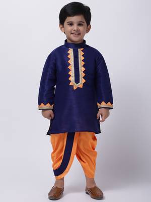 Blue Full Sleeve Dhoti Kurta For Boys 1