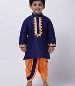 Blue Full Sleeve Dhoti Kurta For Boys