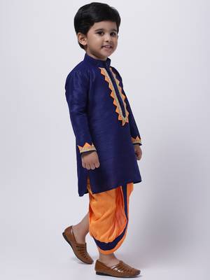Blue Full Sleeve Dhoti Kurta For Boys 2