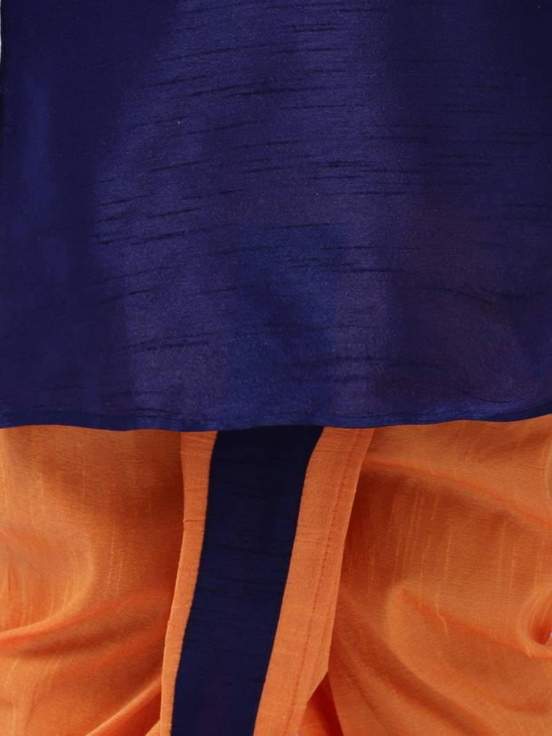 Blue Full Sleeve Dhoti Kurta For Boys