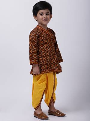 Black Jaipuri Print Cotton Kedia Dhoti Set 4