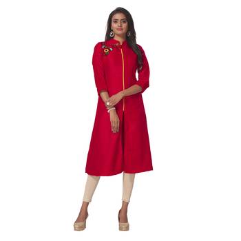 Red embroidered georgette ethnic-kurtis 1
