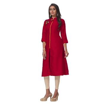 Red embroidered georgette ethnic-kurtis 3