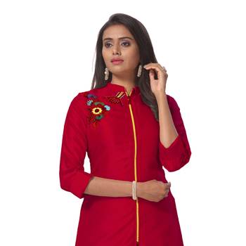 Red embroidered georgette ethnic-kurtis 4
