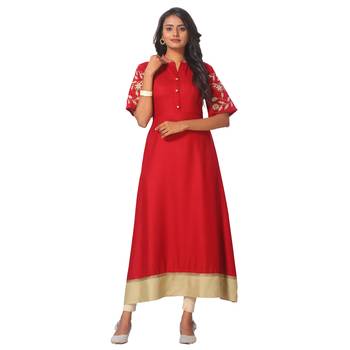 Maroon embroidered rayon ethnic-kurtis 1