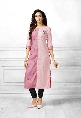 Pink printed cotton cotton-kurtis 1