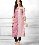 Pink printed cotton cotton-kurtis