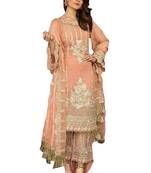 Orange Embroidered Georgette Salwar