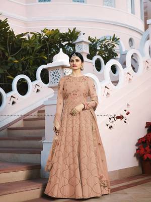 Peach embroidered silk salwar 1
