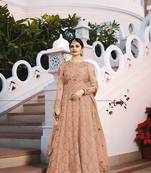 Peach embroidered silk salwar