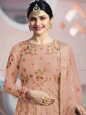 Peach embroidered silk salwar 2