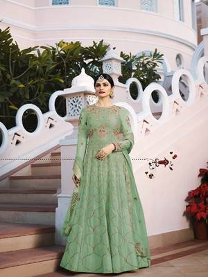 Green embroidered silk salwar 1