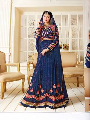 Blue embroidered georgette salwar 1