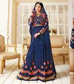 Blue embroidered georgette salwar