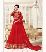 Red embroidered georgette salwar