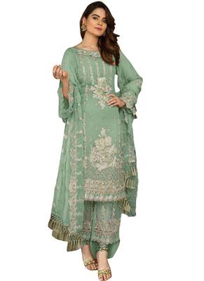 Green Embroidered Georgette Salwar 1