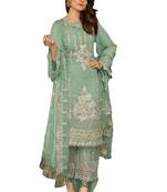 Green Embroidered Georgette Salwar