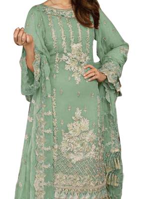 Green Embroidered Georgette Salwar 2