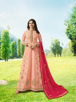 Pink embroidered silk salwar 1