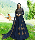 Blue embroidered georgette salwar