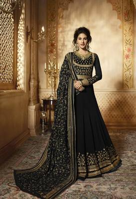 Black embroidered faux georgette salwar 1