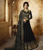 Black embroidered faux georgette salwar