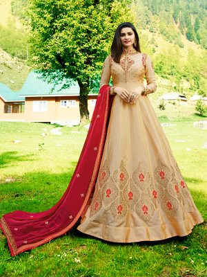 Beige embroidered silk salwar 1