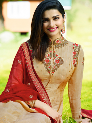 Beige embroidered silk salwar 2