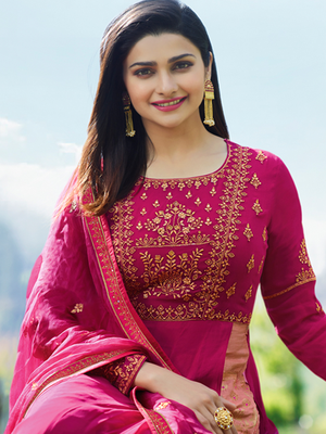 Pink embroidered georgette salwar 2