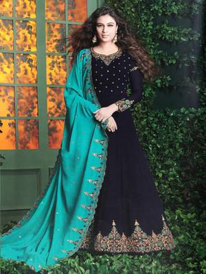 Blue embroidered georgette salwar 1