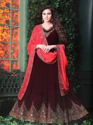 Purple embroidered georgette salwar 1